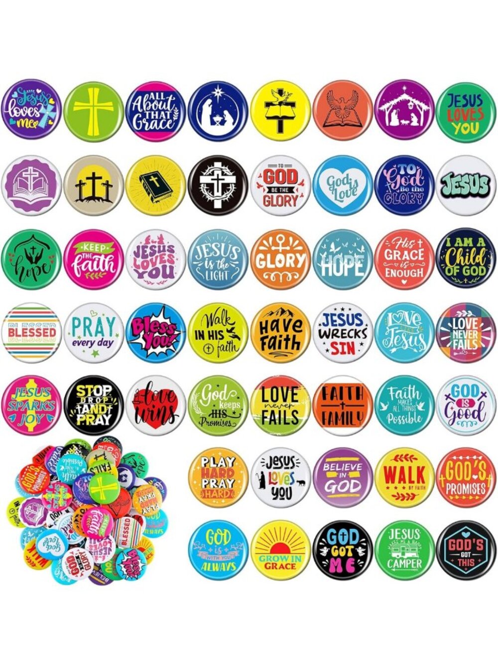 300 Pcs Mini Christian Pins | Bible Jesus Buttons | Religious Accessories